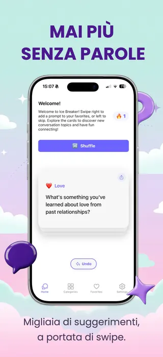 Conversation starter App Store screenshot set rendered in Italiano