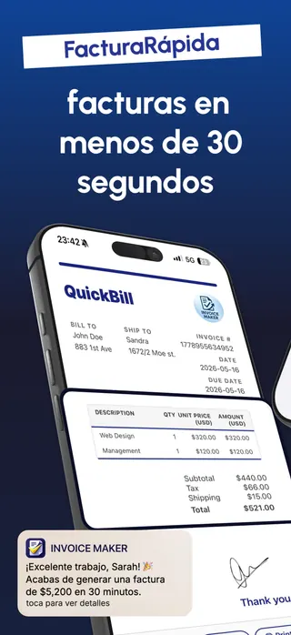 Invoicing App Store screenshot set rendered in Español