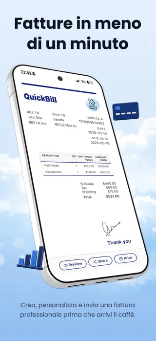 Invoicing App Store screenshot set rendered in Italiano