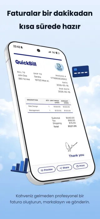 Invoicing App Store screenshot set rendered in Türkçe
